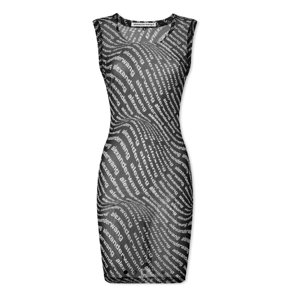 Alexander Wang Black and Silver Bodycon Dress Knee-Length